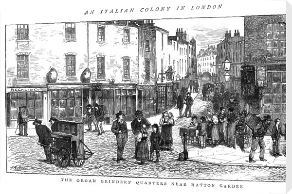 Street music: organ grinders quarter, 1875