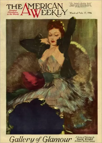 David Wright woman in evening dress and black gloves