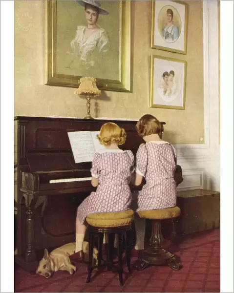 A Royal Duet - Princess Elizabeth and Margaret at the piano