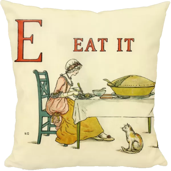E Eat it. From A Apple Pie the iconic picture book by Kate Greenaway Date: 1886