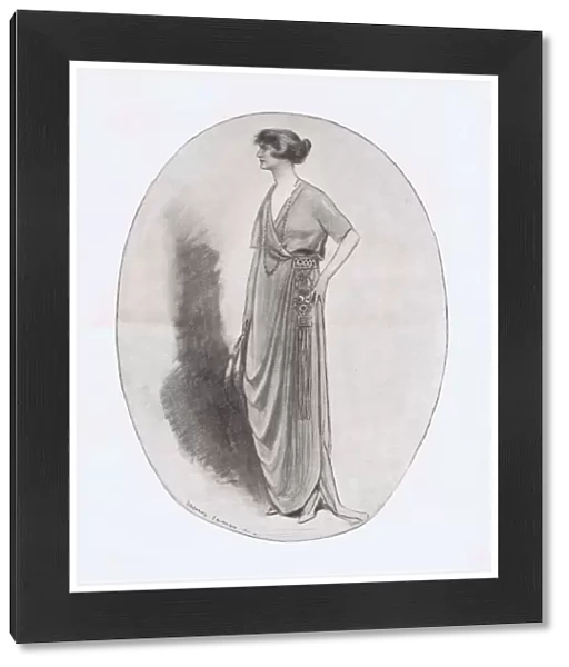 Art deco fashion sketch of Miss Lydia Bilbrooke in a Lucile