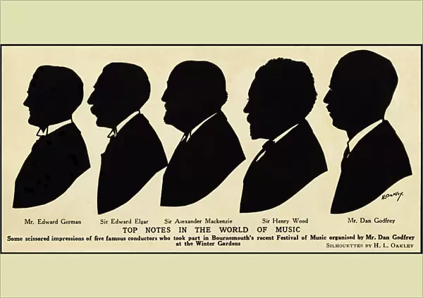 Five Famous Conductors in Silhouette