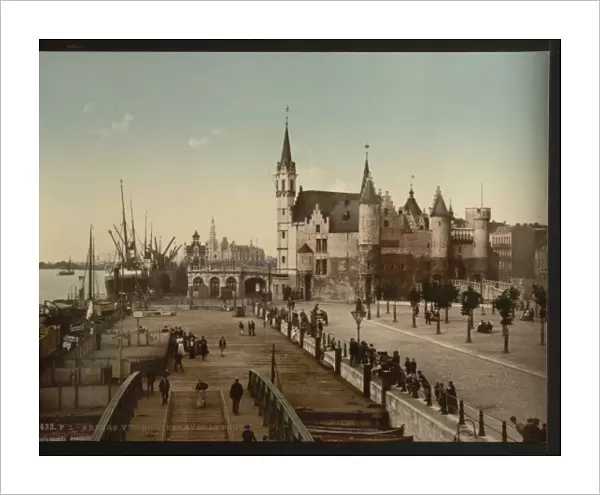 View of the Steen with the port, Antwerp, Belgium