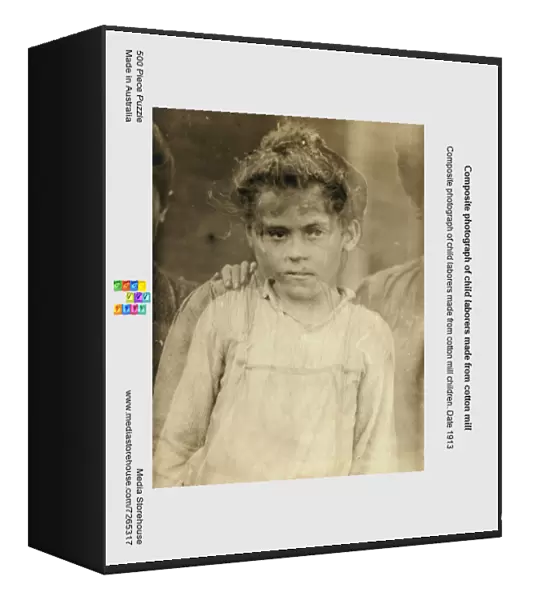 Composite photograph of child laborers made from cotton mill