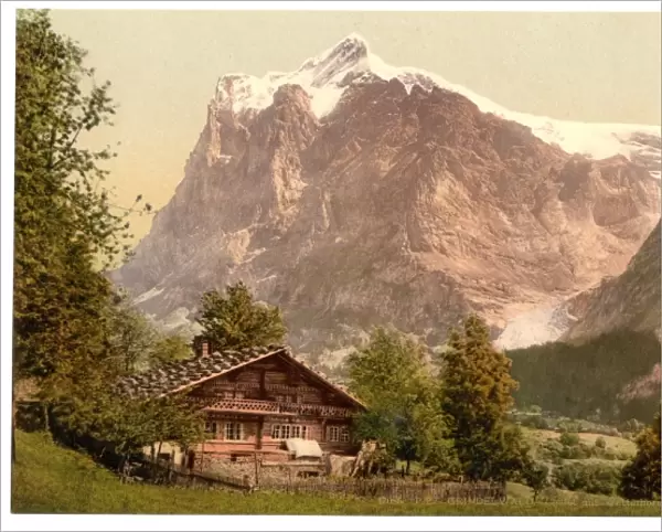 Grindelwald, chalet and Mount Wetterhorn, Bernese Oberland