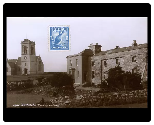 The Hotel and Church, Lundy Island, Bristol Channel