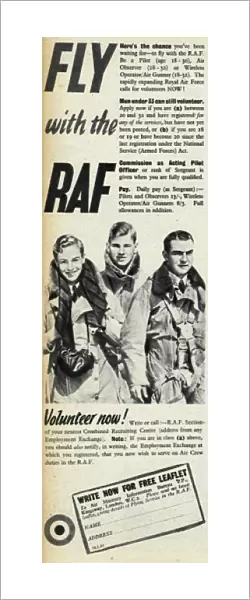Advert for the recruitment of men for the RAF 1941