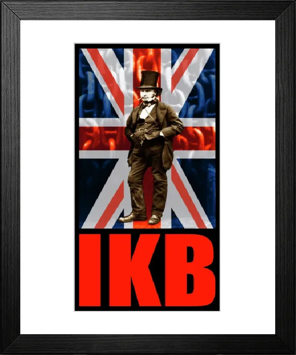 Framed Print : Isambard Kingdom Brunel Print with Union Jack Flag Design Framed Print : Isambard Kingdom Brunel Print with Union Jack Flag Design