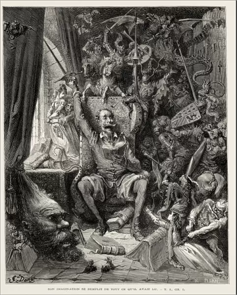 Dore, Paul Gustave (1832-1883). Don Quixote reading