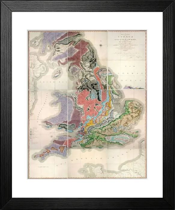 Framed Print : William Smith Geological Map Print 1815 Framed Print : William Smith Geological Map Print 1815