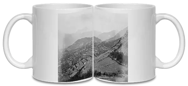 View over terraced mountain scenery, c. 1870