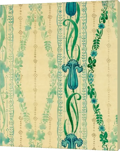 Design for textile or wallpaper in blue and green