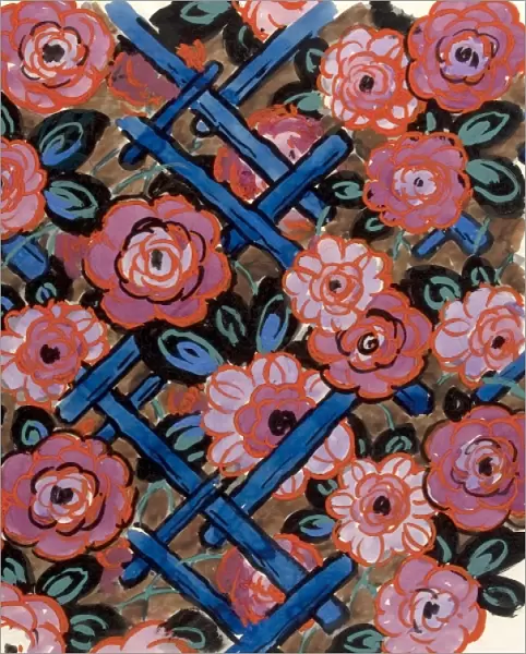 Design for Printed Textile with mauve flowers