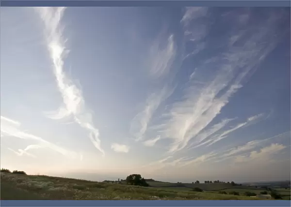Cirrus clouds in evening sky Cotswolds UK