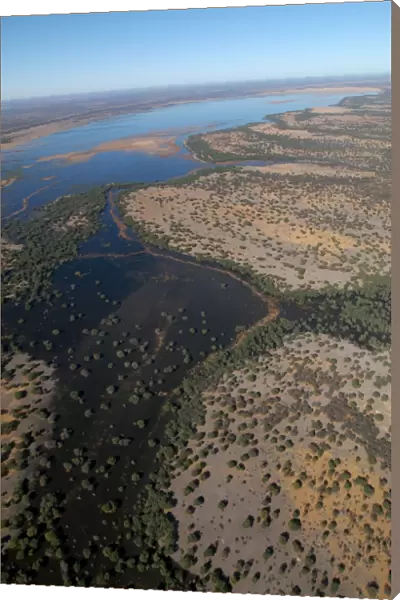 Aerial of Lake Ngami Botswana Africa