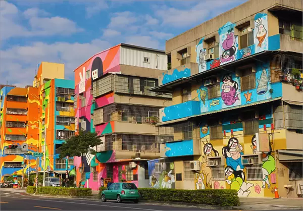 13132496. Murals on buildings in Weiwu Mimi Village, Kaohsiung City, Taiwan Date