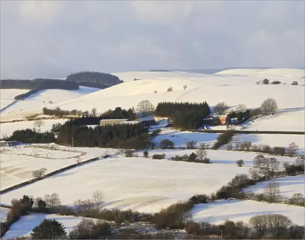 View of llidiartywaen, powys Wales in snow