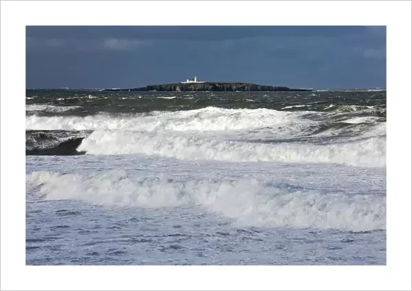 Farne Islands - stormy sea - autumn - view from coastline beside Seahouses - Northumberland National Park - England