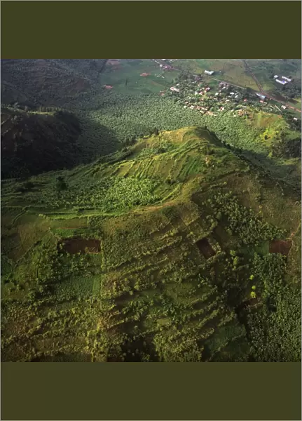 Aerial - Rwanda - Africa - Virunga foothills