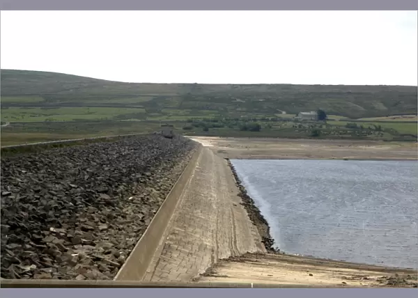 Water storage (Selset, Weardale, Co. Durham) reservoir during dry summer of 2006 UK