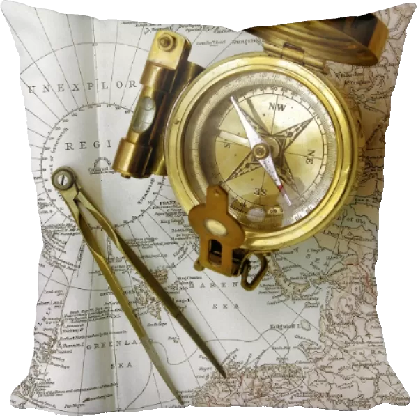 Compass and dividers on a map