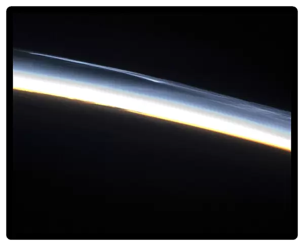 Noctilucent clouds, ISS image