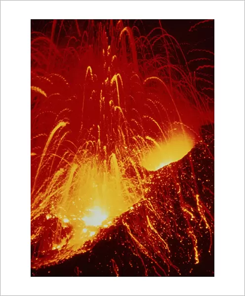 Night view of eruption of Alaid Volcano, CIS