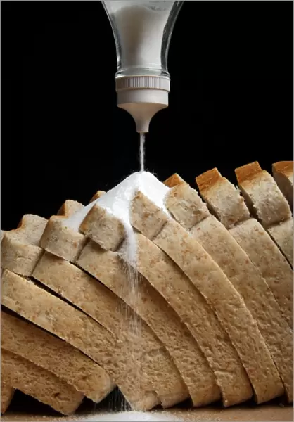 Salt content in bread, conceptual image