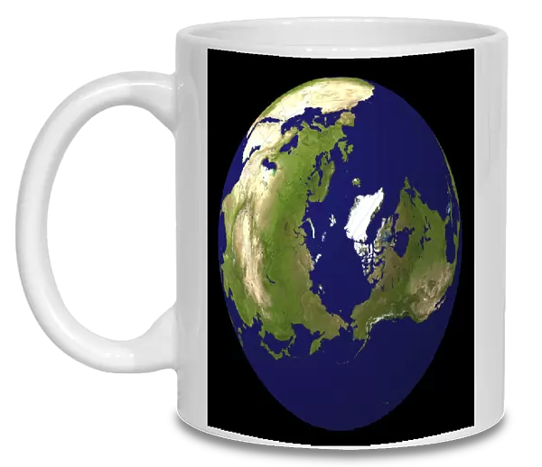 Earth. Computer artwork, based on a satellite image, of Earth, centred on the North Pole