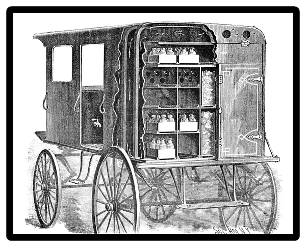 Refrigerated milk cart, 19th century