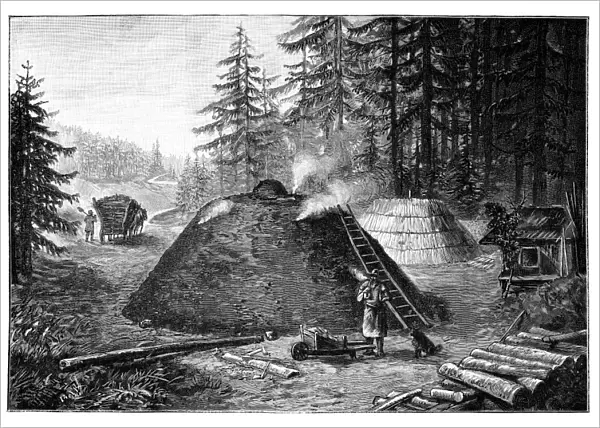 Charcoal production, 19th century