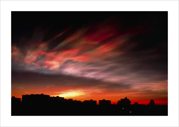 View of a nacreous cloud at sunset