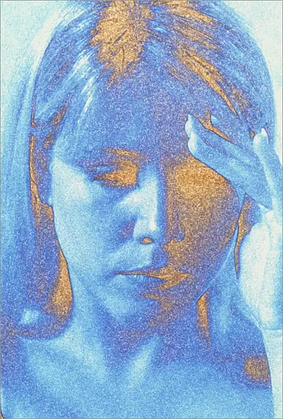 Digitised image of a woman suffering headache