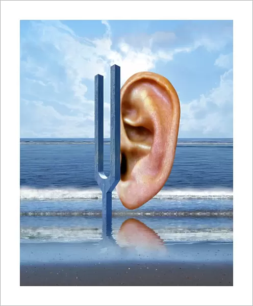 Tinnitus, conceptual computer artwork. Tinnitus is experienced as ringing in the ears