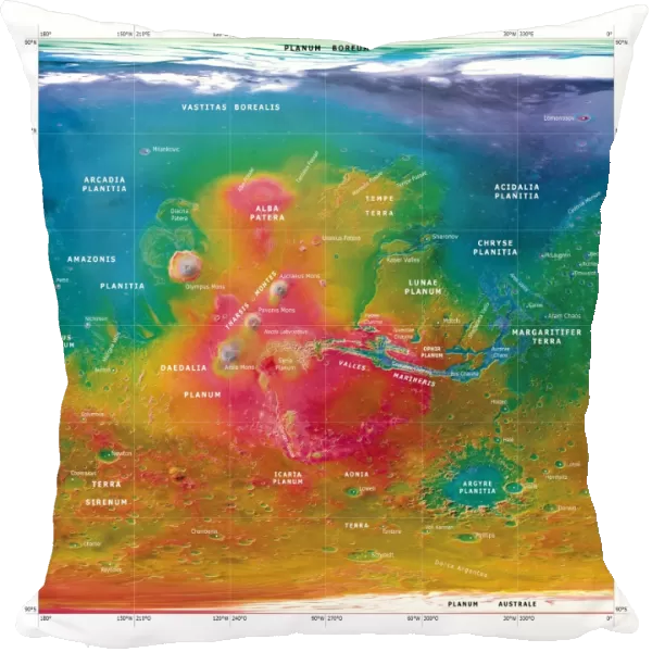 Mars topographical map, satellite image