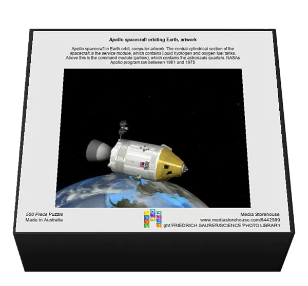 Apollo spacecraft orbiting Earth, artwork