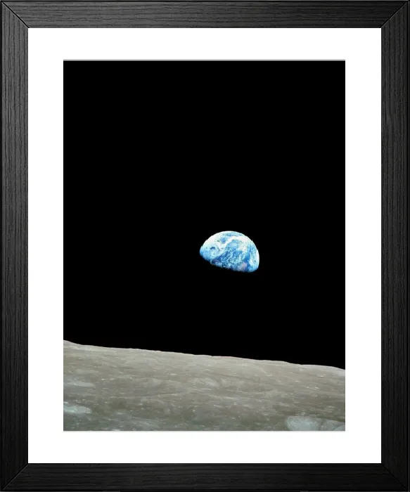 Framed Print : Apollo 8 Earthrise over Moon Print Framed Print : Apollo 8 Earthrise over Moon Print