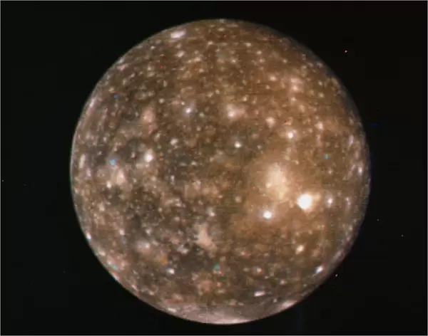 Voyager 2 photo of Callisto, Jupiters fourth moon