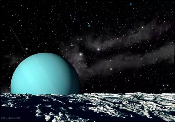 Uranus. Artwork showing Uranus as seen from Miranda, one of its moons