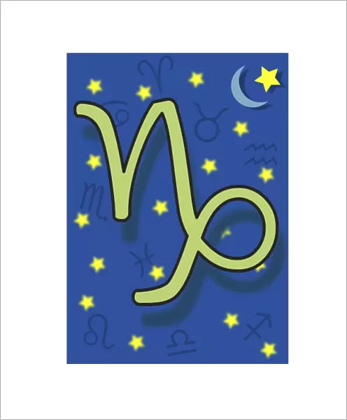 Capricorn. Artwork of astrological symbol representing Capricorn the Sea Goat 
