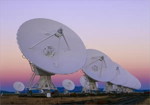 Very Large Array (VLA) radio antennae at dusk