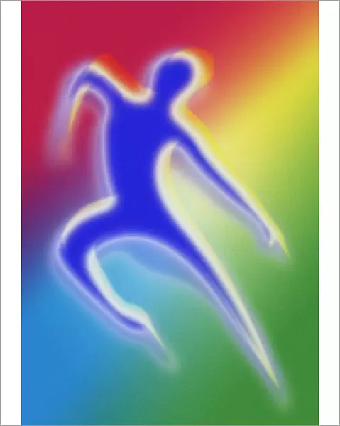 Leap. Abstract computer illustration showing a leaping human figure