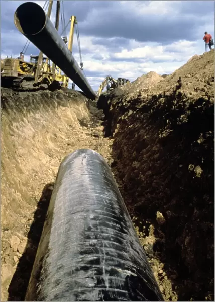 Constructing a gas pipeline, Russia