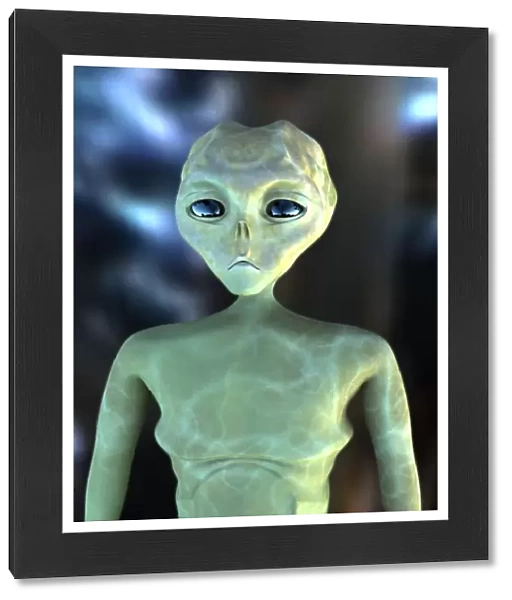 Alien, computer artwork. This is the most common conception of an alien