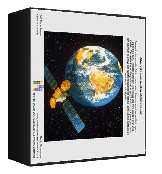 Artwork of a communication satellite over Earth