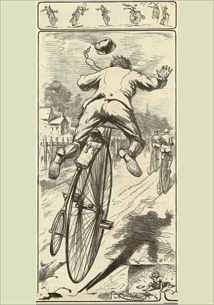 Cycling accidents, 19th century artwork C013  /  7905