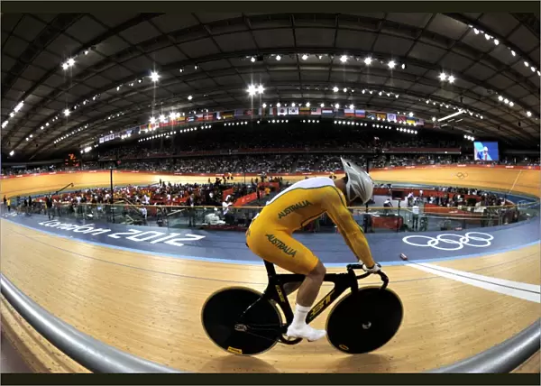 Cyclist inside Olympic velodrome, 2012 C015  /  5902