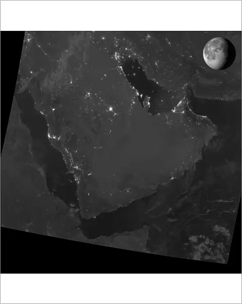 Persian Gulf at night, satellite image