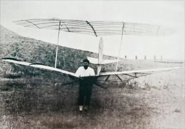 Otto Lilienthal and glider, 1895