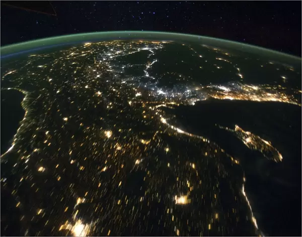 Europe and middle east at night, ISS